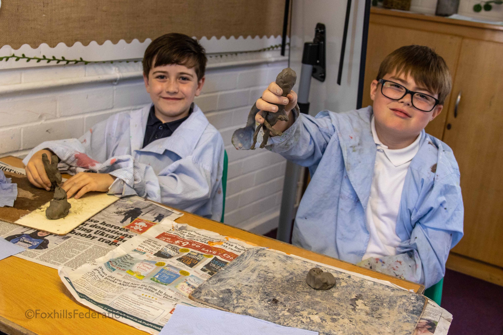 Children create their artworks for the project