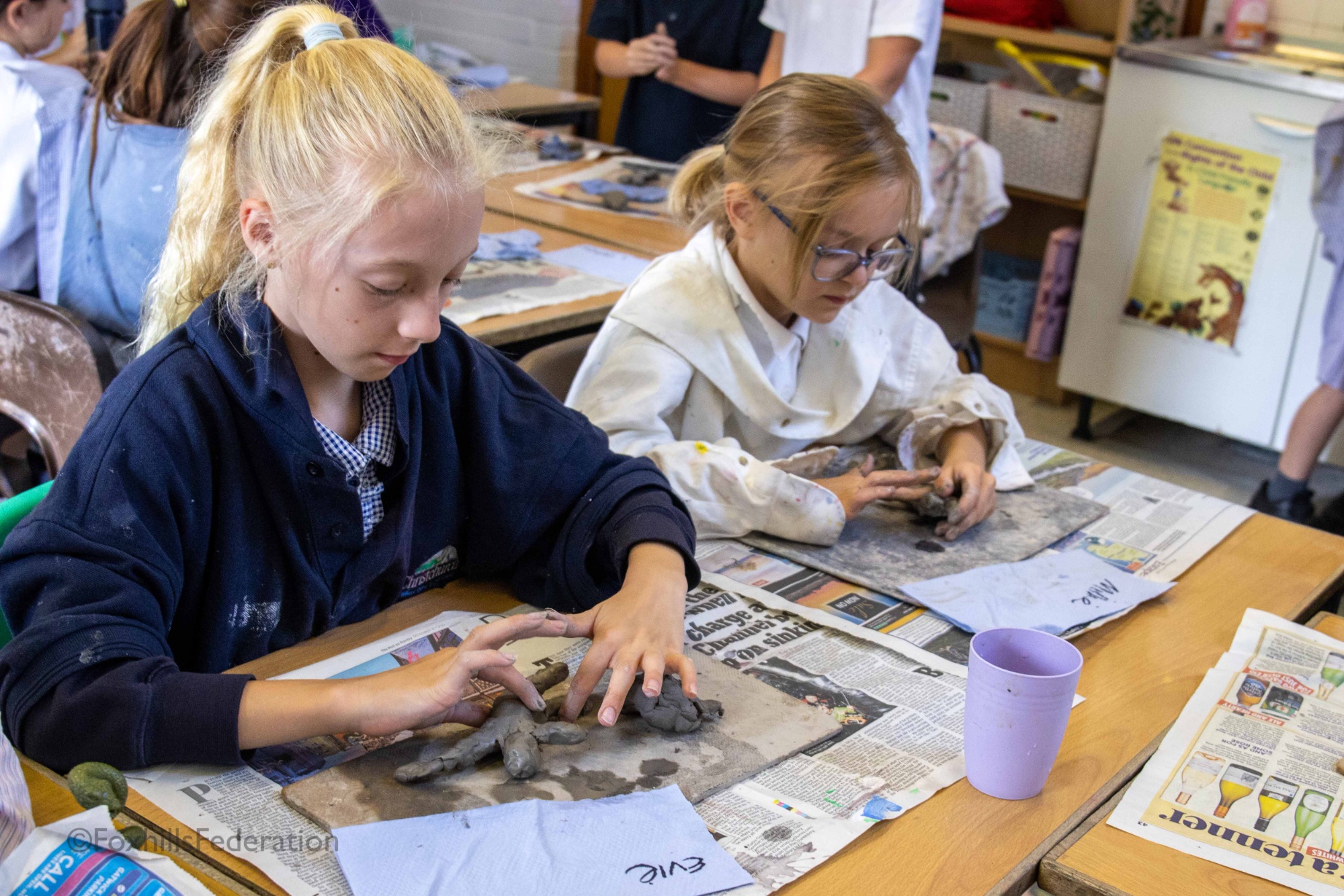 Children create their artworks for the project