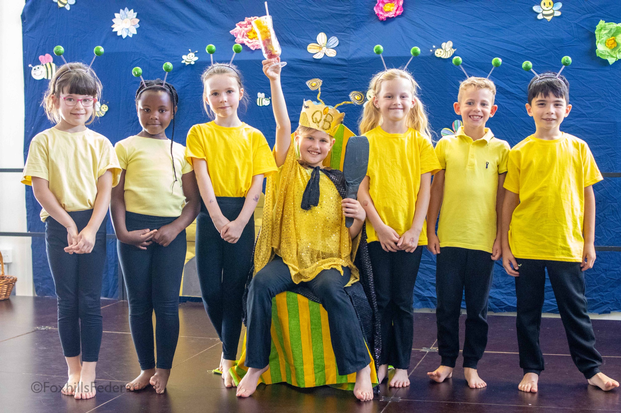 The queen bee and her entourage
